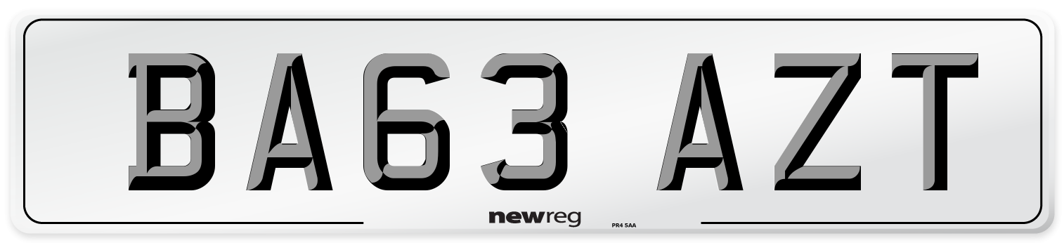 BA63 AZT Number Plate from New Reg